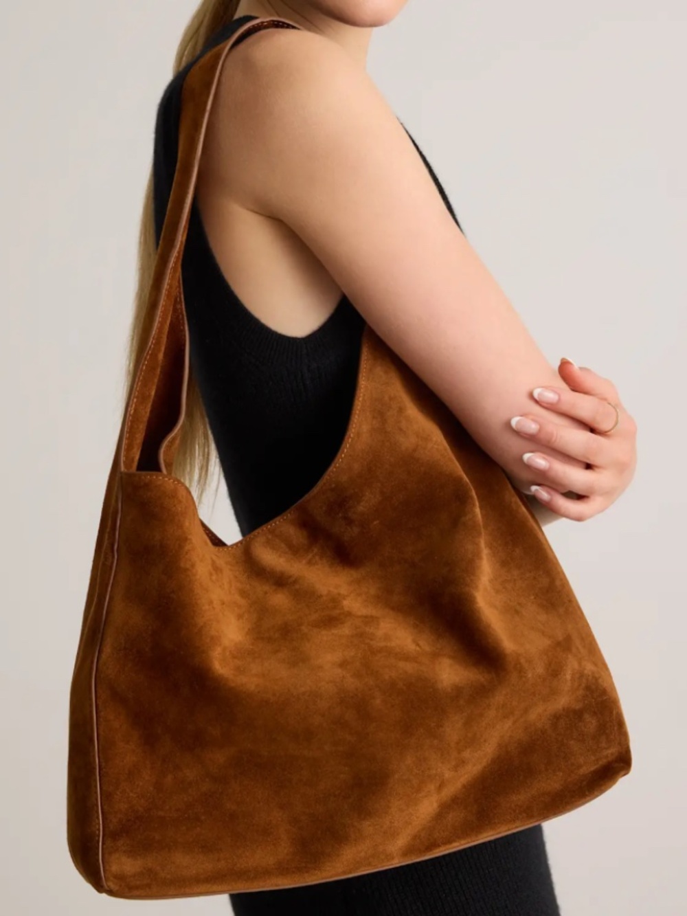 Quince Italian Suede Slouchy Shoulder Bag